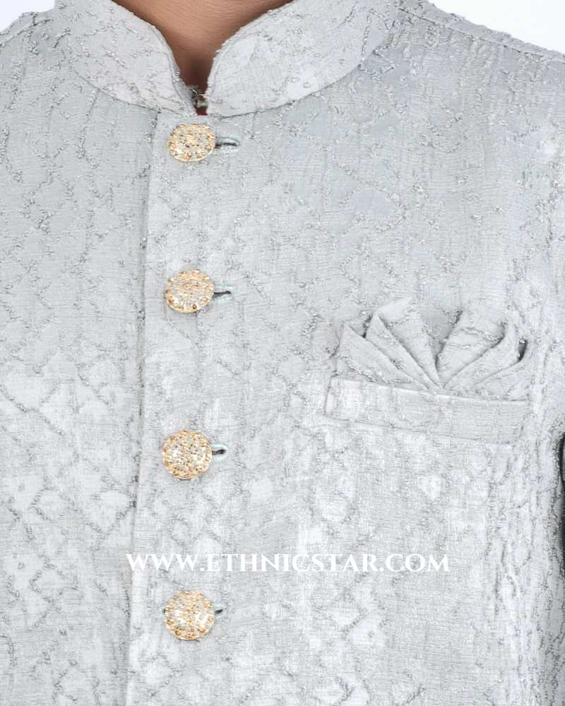 Wedding Wear Silk Pista Green Indowestern