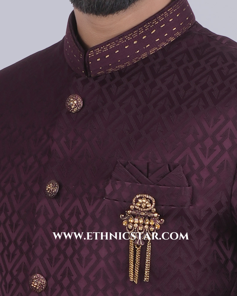 Reception Wear Imported Wine Jodhpuri Suit