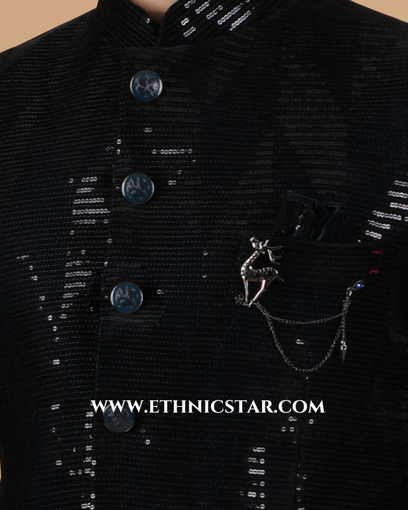 Rama Green Sequins Embroidered Designer Jodhpuri Suit