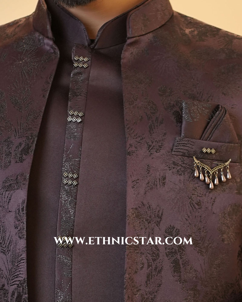 Wine Jacket Style Imported Jodhpuri Suit