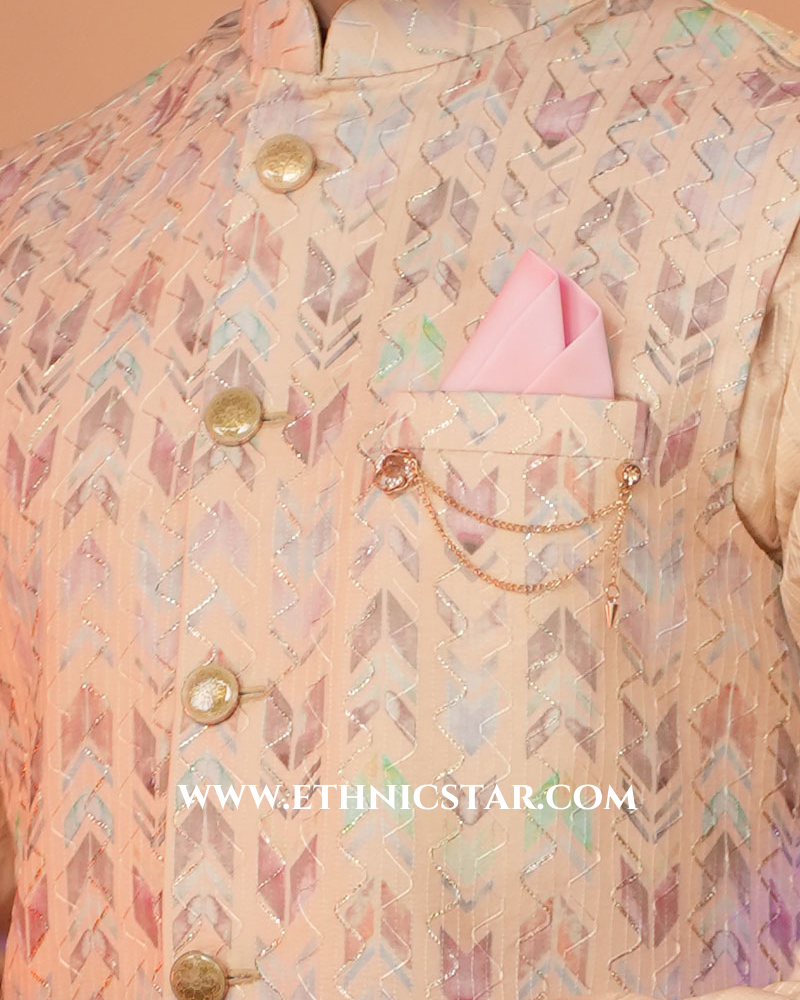 Reception Wear Yellow Nehru Jacket Set