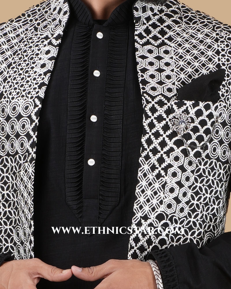 Wedding Wear Nehru Jacket Set For Men