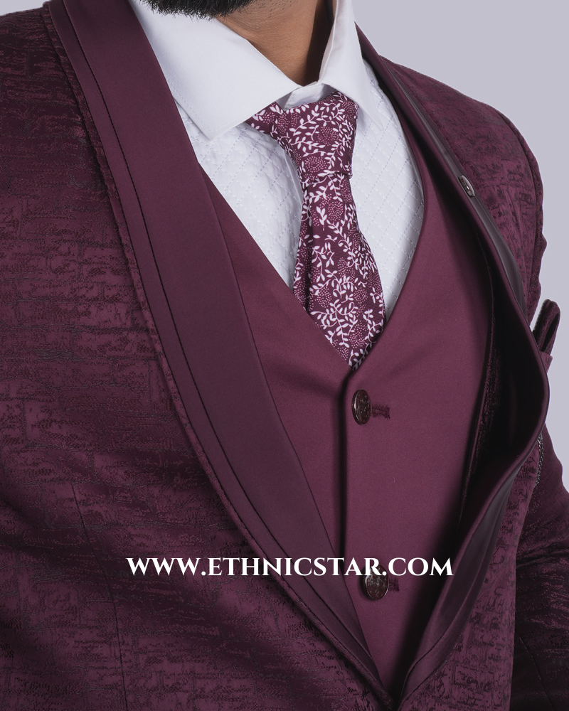 Imported Wine Mens Wear Suit For Wedding