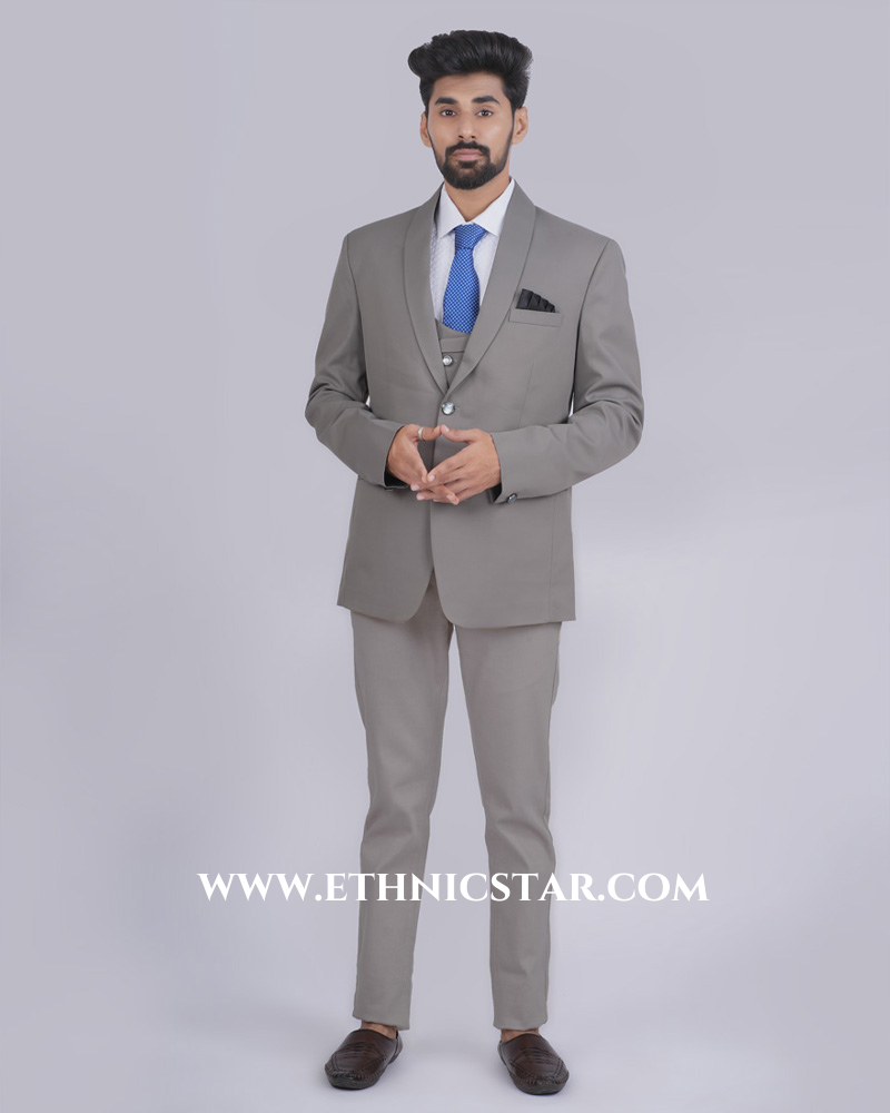 Grey Reception Wear Coat Suit For Men