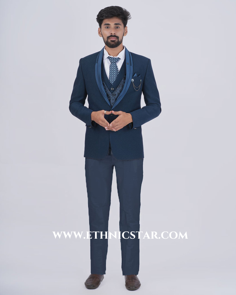 Reception Wear Peacock Green Imported Coat Suit