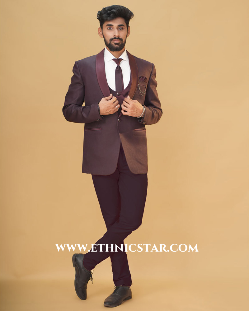 Imported Fabric Wine Suit For Men