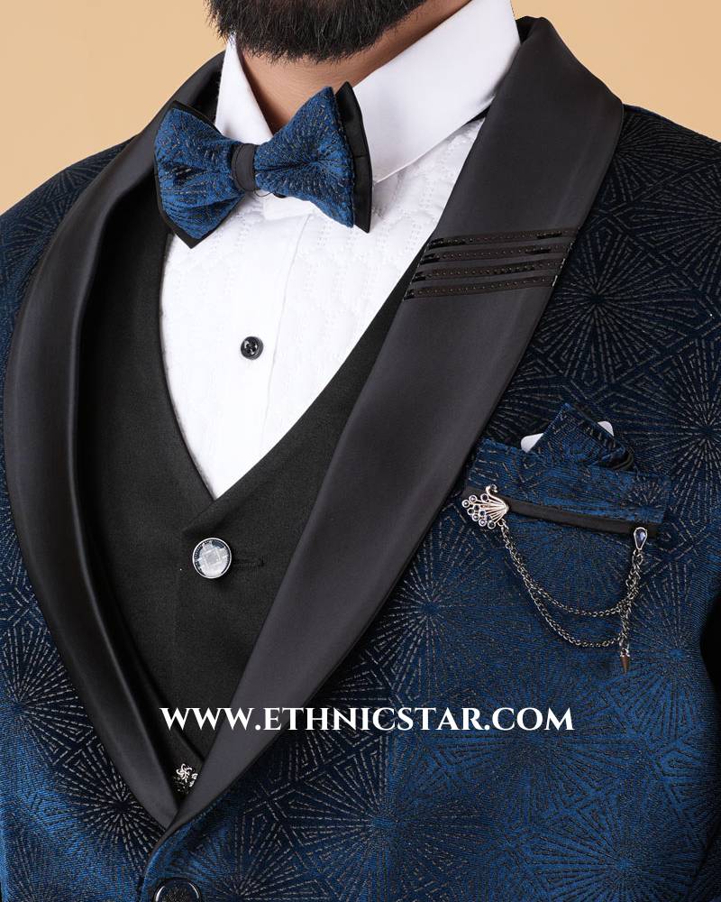Wedding Wear Imported Fabric Suit In Rama Blue