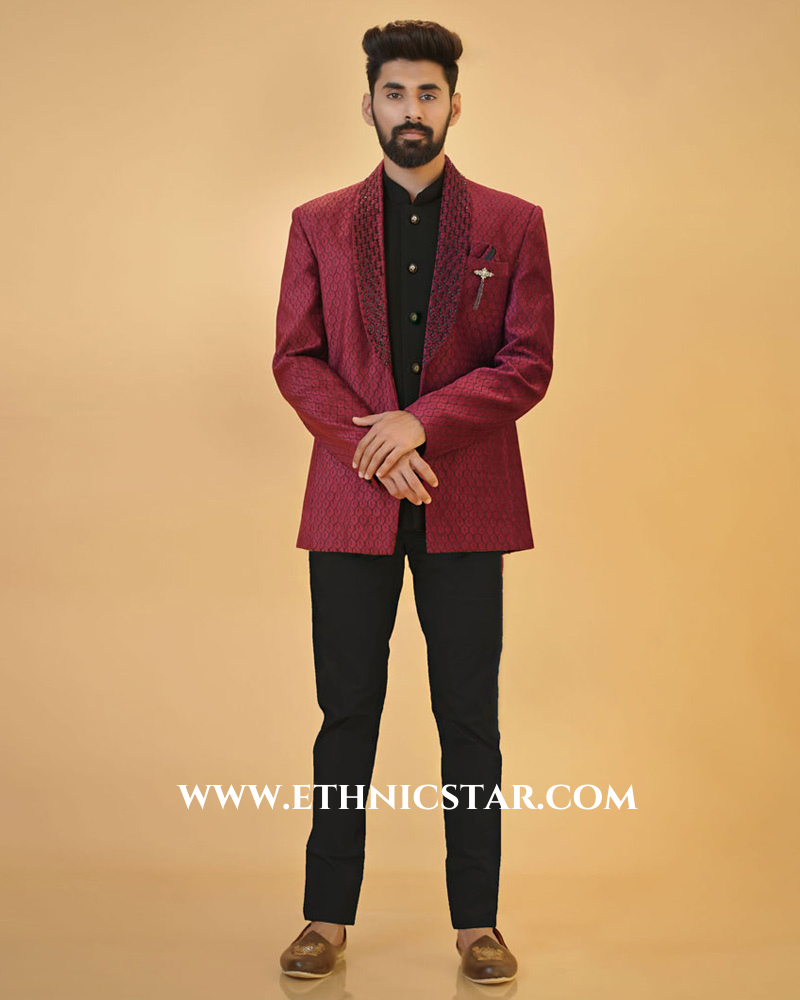 Jacket Style Fancy Jodhpuri Suit For Wedding