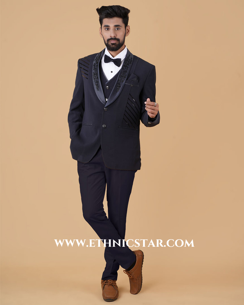 Reception Wear Navy Blue Imported Coat Suit