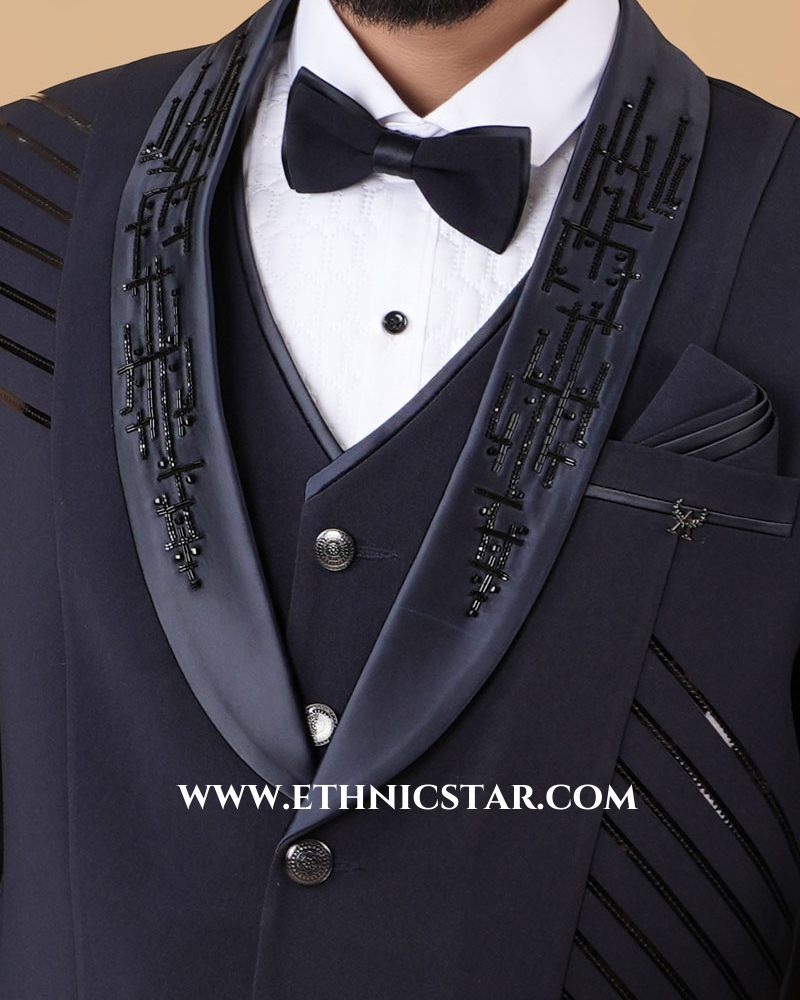 Reception Wear Navy Blue Imported Coat Suit