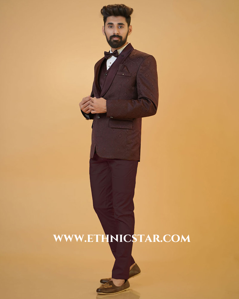 Maroon Imported Fabric Suit For Men