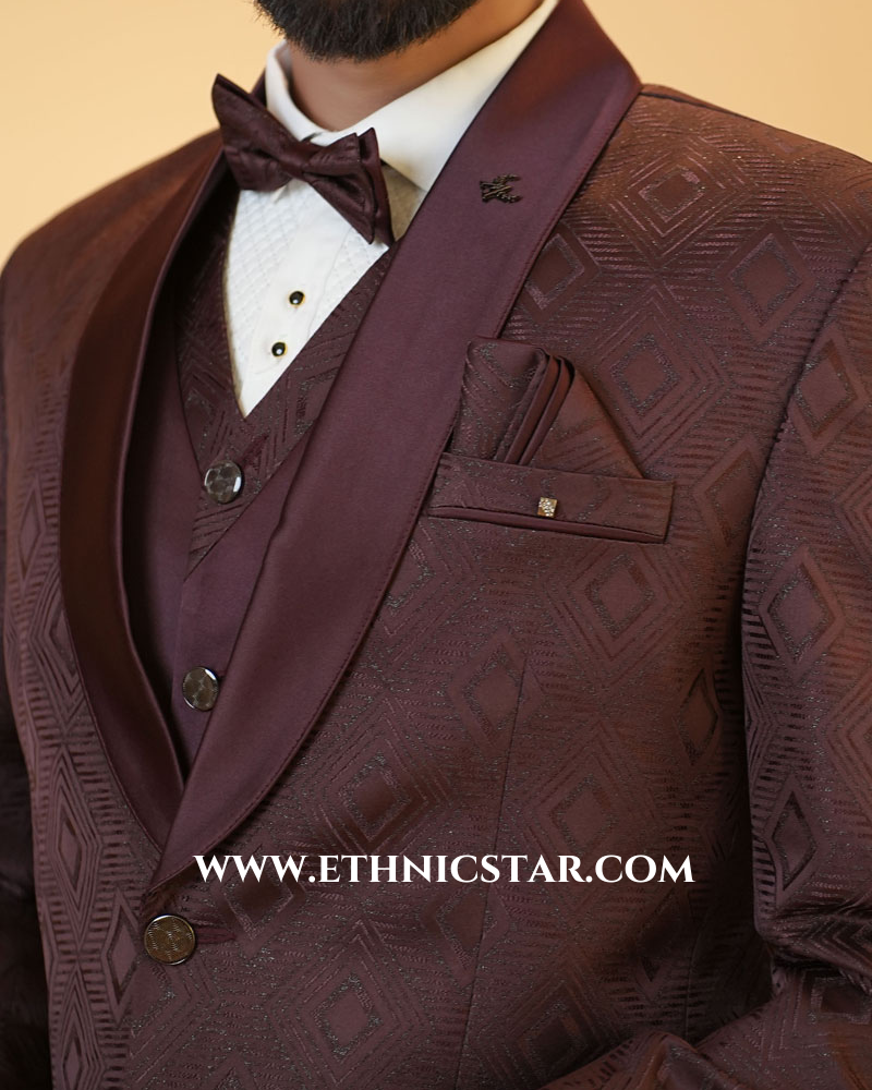 Maroon Imported Fabric Suit For Men