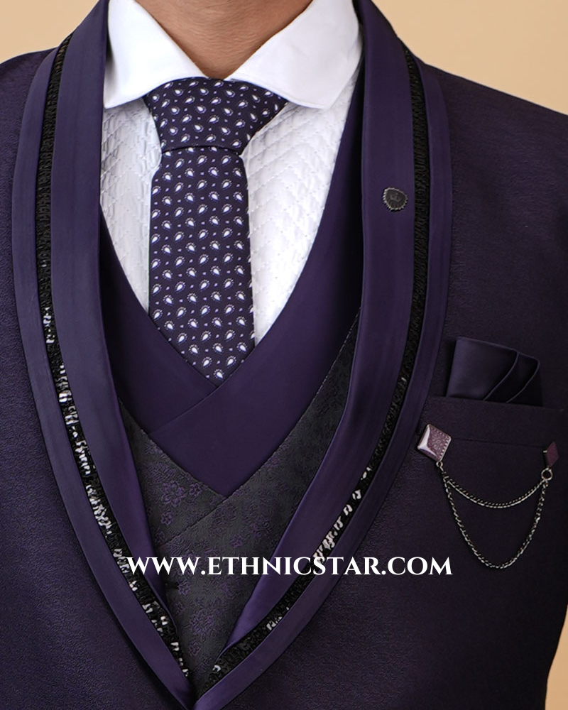 Purple Stylish Tuxedo Suit For Men