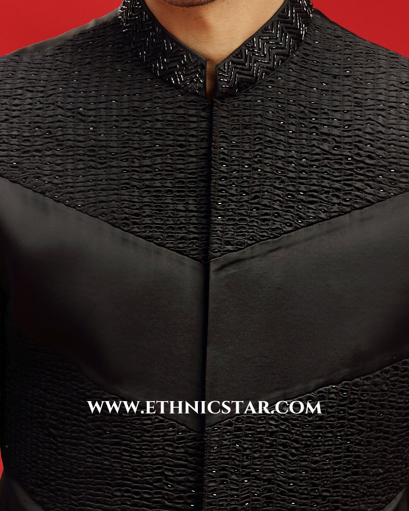 Black Imported Mens Jodhpuri Suit