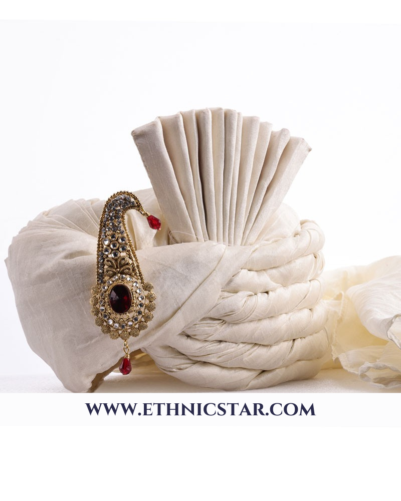 Art Silk Off White Safa For Man