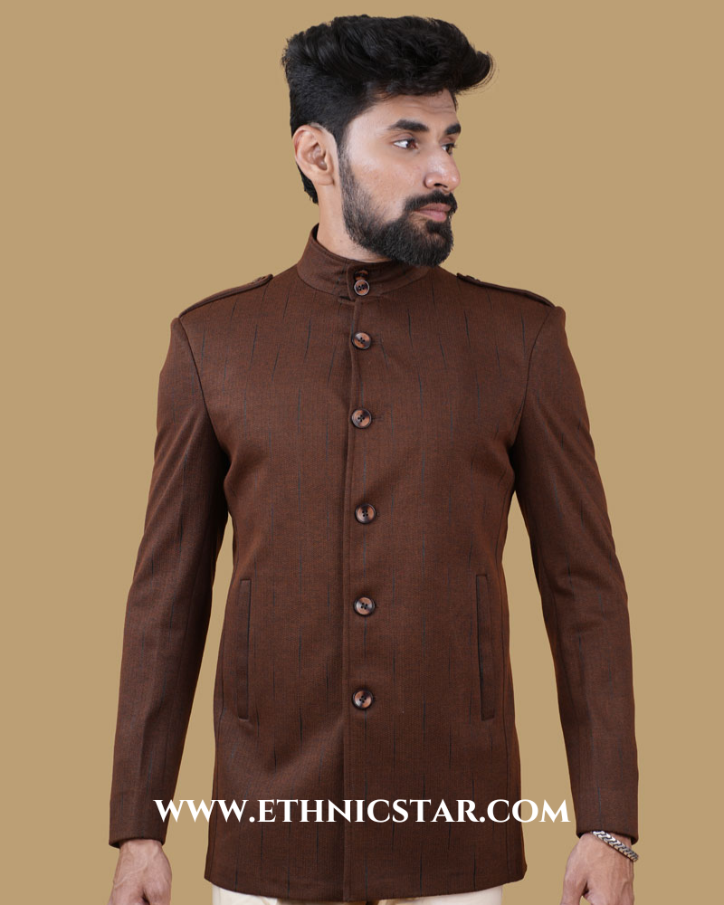 Brown Imported Fabric Blazer For Party