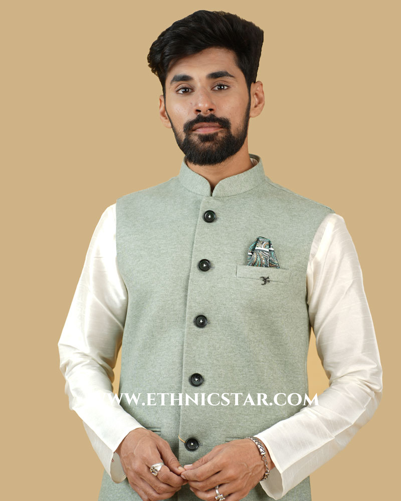 Imported Pista Green Mens Wear Nehru Jacket