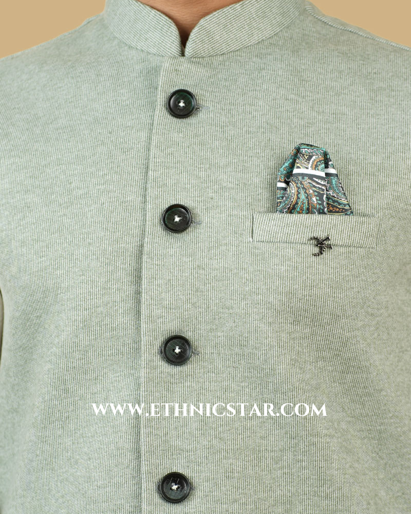 Imported Pista Green Mens Wear Nehru Jacket