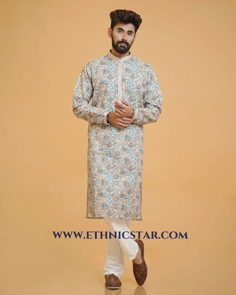 Multi Color Printed Kurta Pajama Set