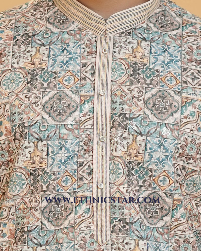 Multi Color Printed Kurta Pajama Set