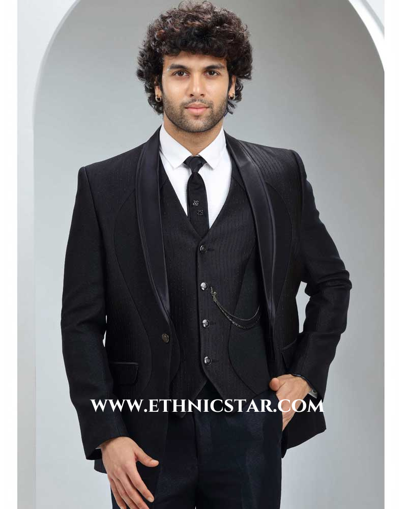 Black Tuxedo Suit In Imported Fabric