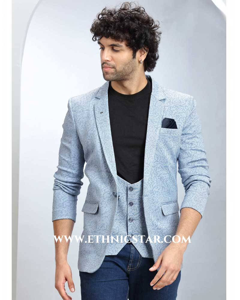 Sky Blue Color Blazer In Imported Fabric