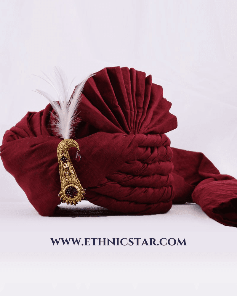 Maroon Color Art Silk Turban For Wedding
