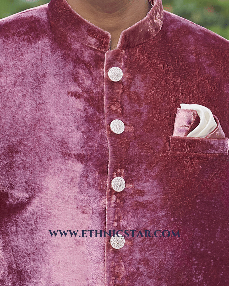Onion Pink Wedding Wear Jodhpuri Suit in Velvet