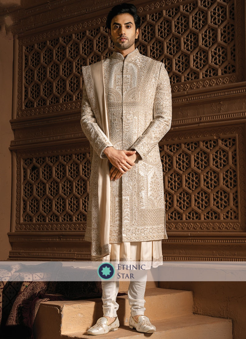 Anarkali Style Groom Sherwani