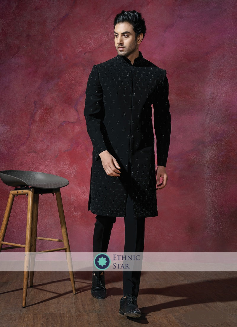 Readymade Black Men's Indowestern Set