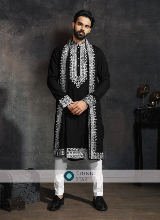 Designer Black Kurta Pajama With Duppata