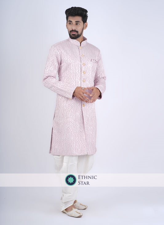 Classy Silk Pink Indowestern For Wedding
