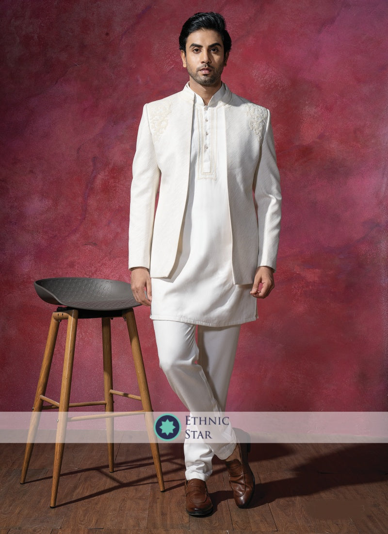 Designer Off White Indowestern Set