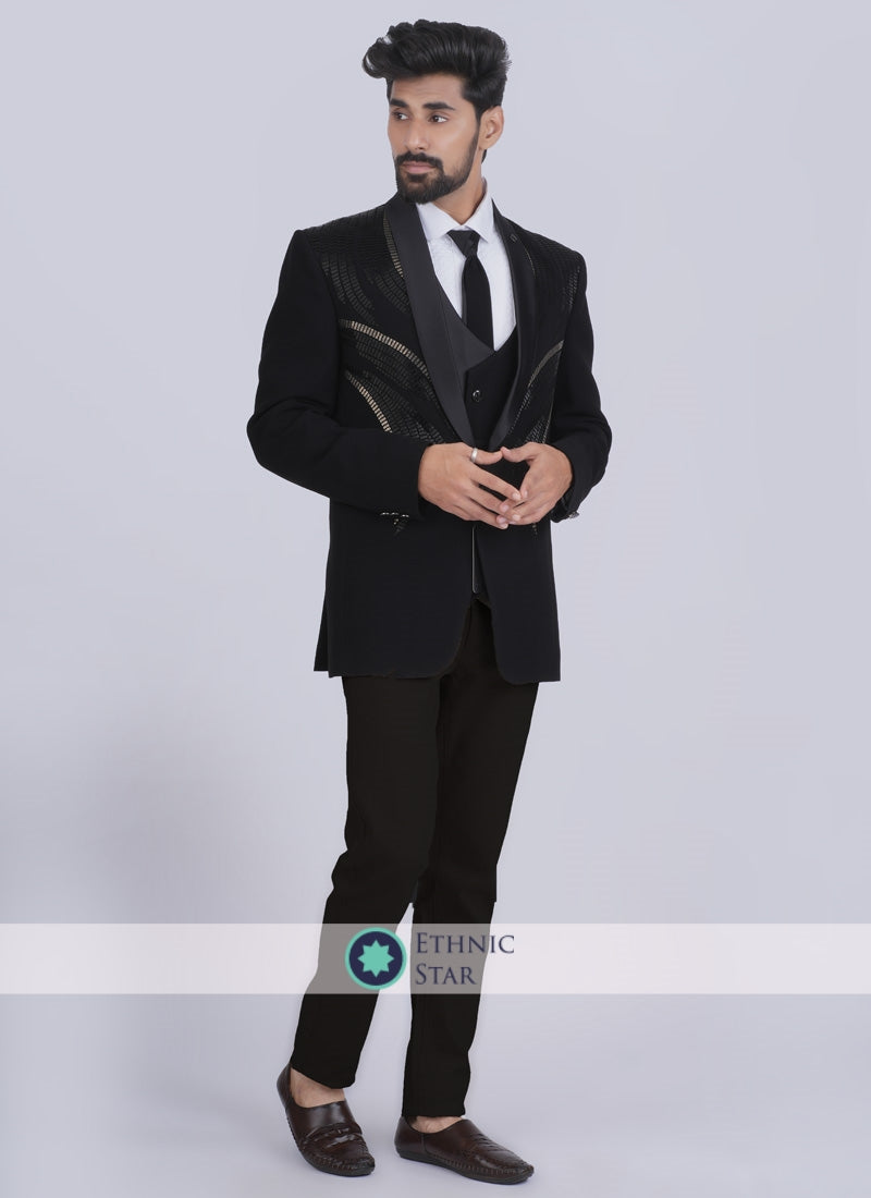 One Buttoned Black Imported Coat Suit