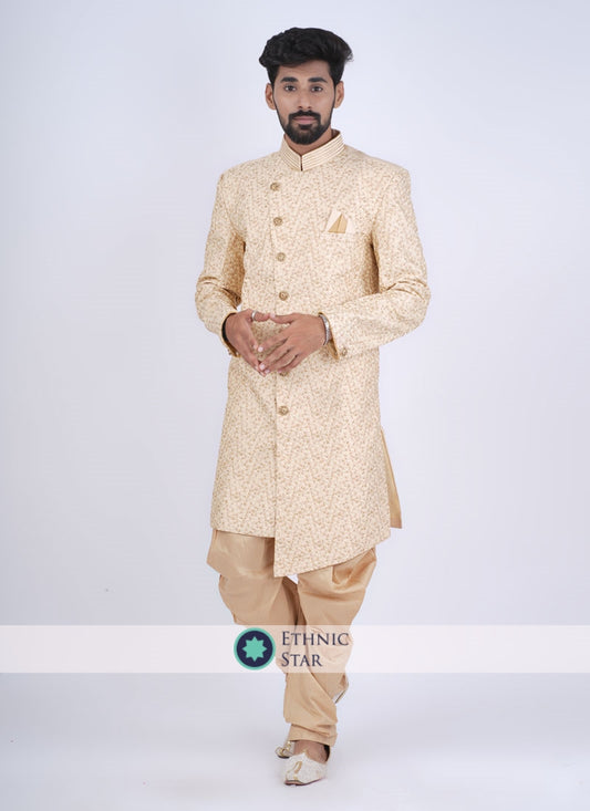 Classy Golden Silk Indowestern For Men