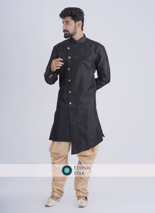 Dazzling Black Silk Indowestern