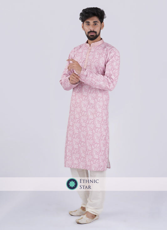 Printed Silk Kurta Pajama For Wedding