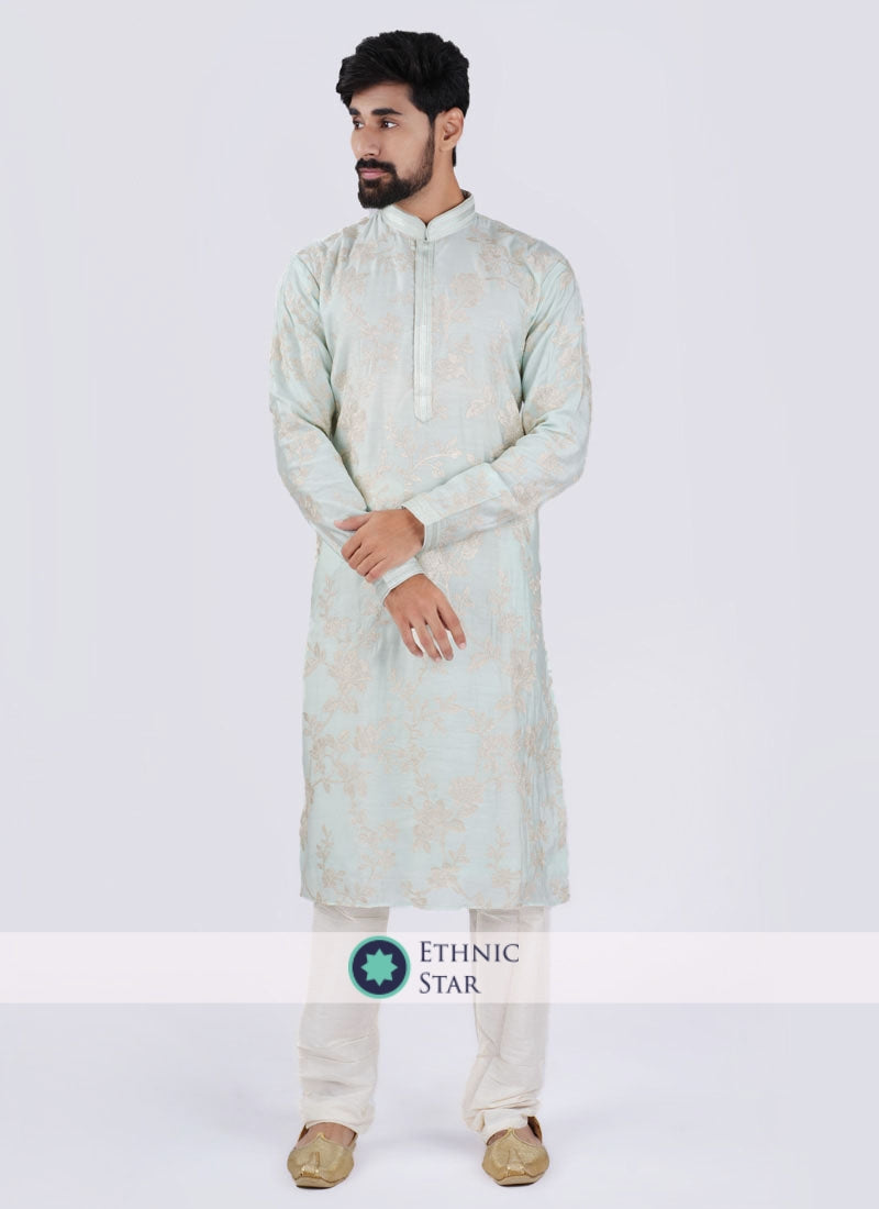 Light Sea Green Kurta Pajama For Men