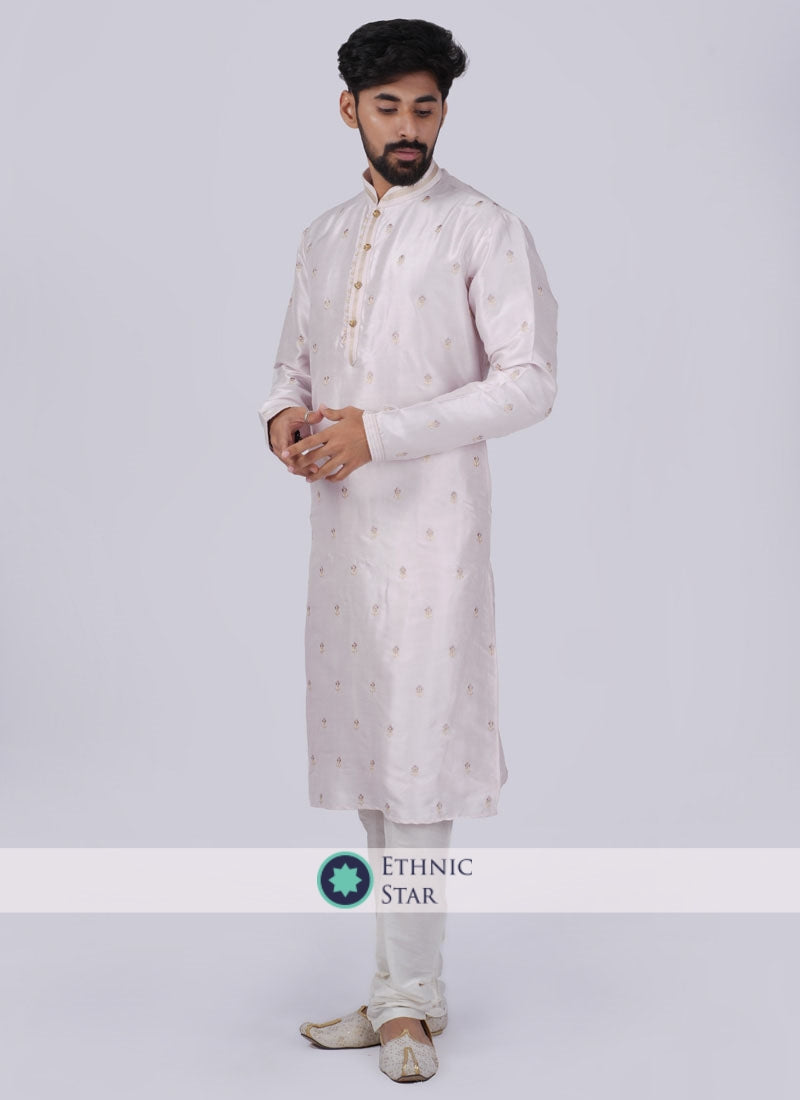 Light Pink Silk Kurta Pajama For Festive