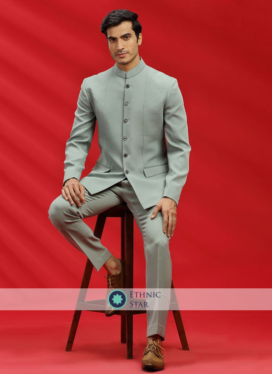 Pista Green Imported Fabric Jodhpuri Suit