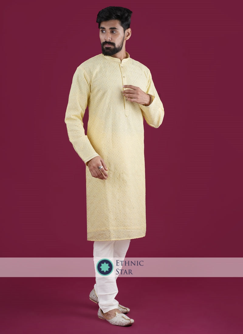 Yellow Color Georgette Kurta Pajama