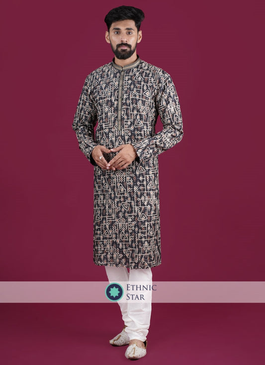 Bottle Green Printed Kurta Pajama Set