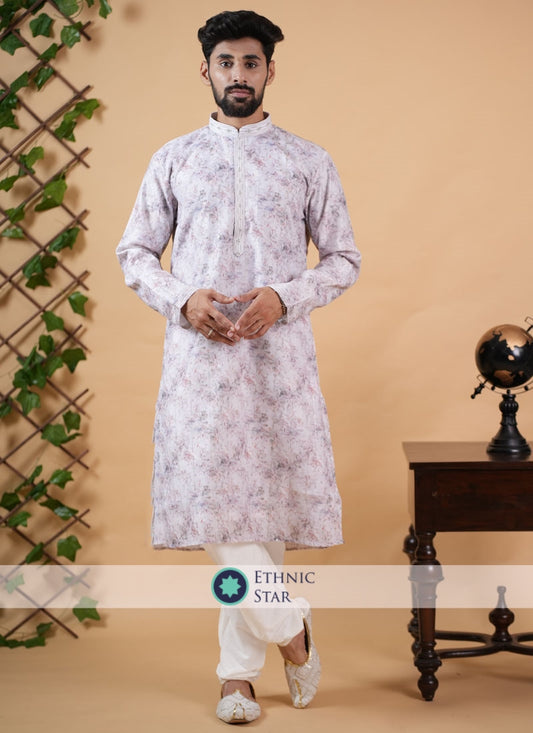 Festive Wear Fancy Printed Kurta Pajama In Silk