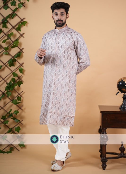 Readymade Light Brown Kurta Pajama For Men