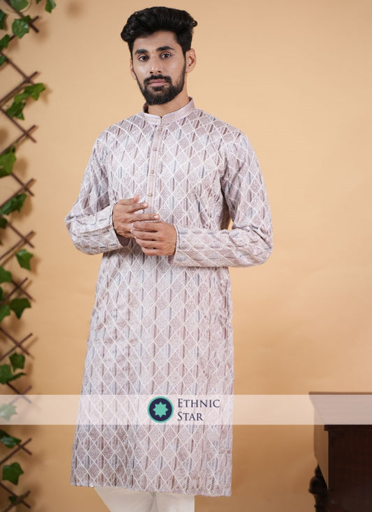 Readymade Light Brown Kurta Pajama For Men