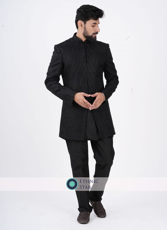 Designer Black Indowestern In Imported