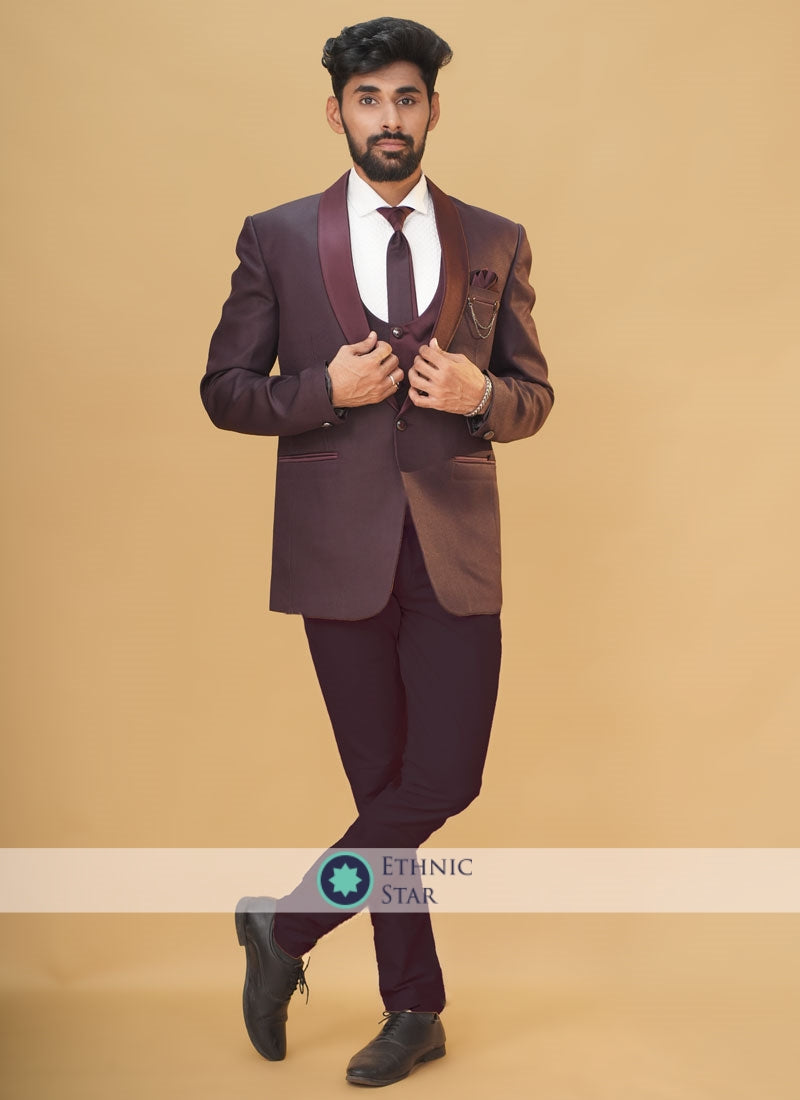 Imported Fabric Wine Suit For Men