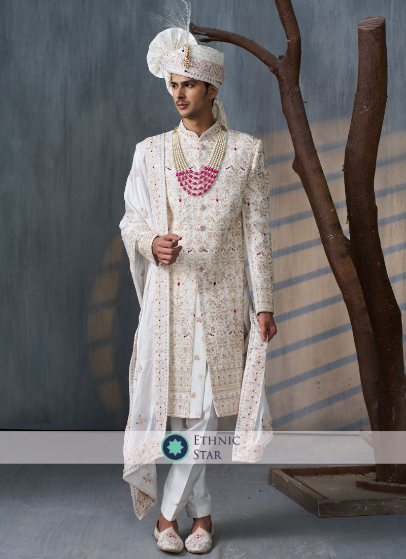 Designer Embroidered Sherwani Set