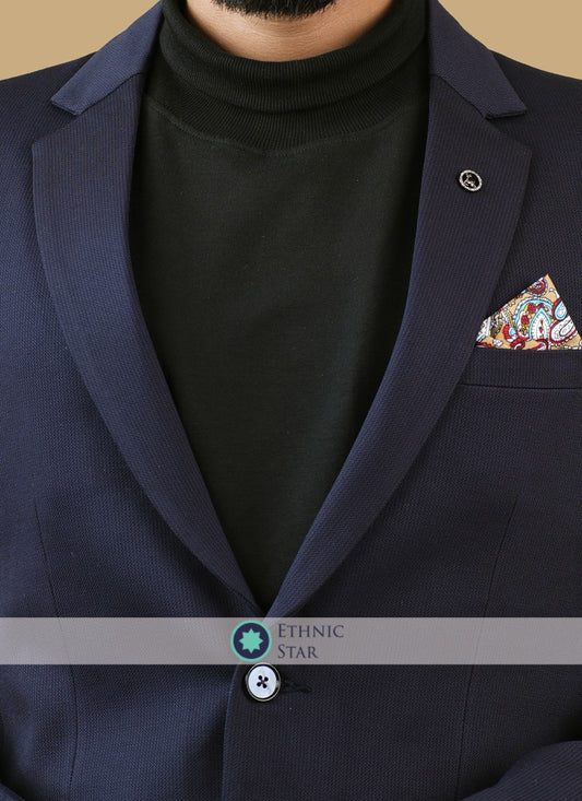 Navy Blue Blazer In Imported Fabric