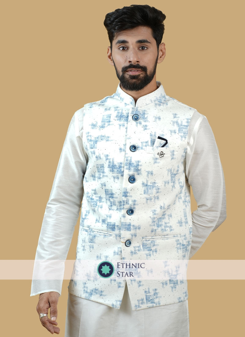 Solid White Imported Nehru Jacket